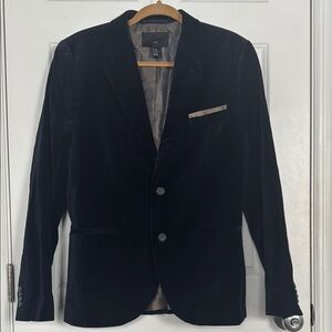Men's Black Velvet Blazer - Classic Two-Button Sport Coat